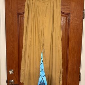 Aerie Mustard wide leg linen ~ oversized XL